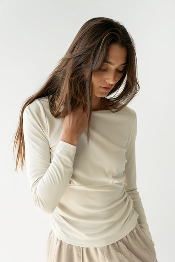Selena Ruched Top in Bone - FINAL SALE