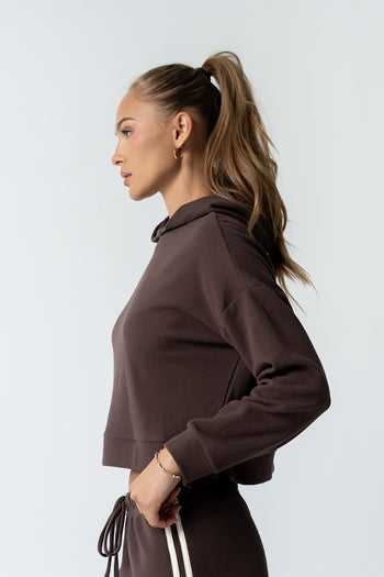 Kourtney Waffle Knit Hoodie in Brown - FINAL SALE