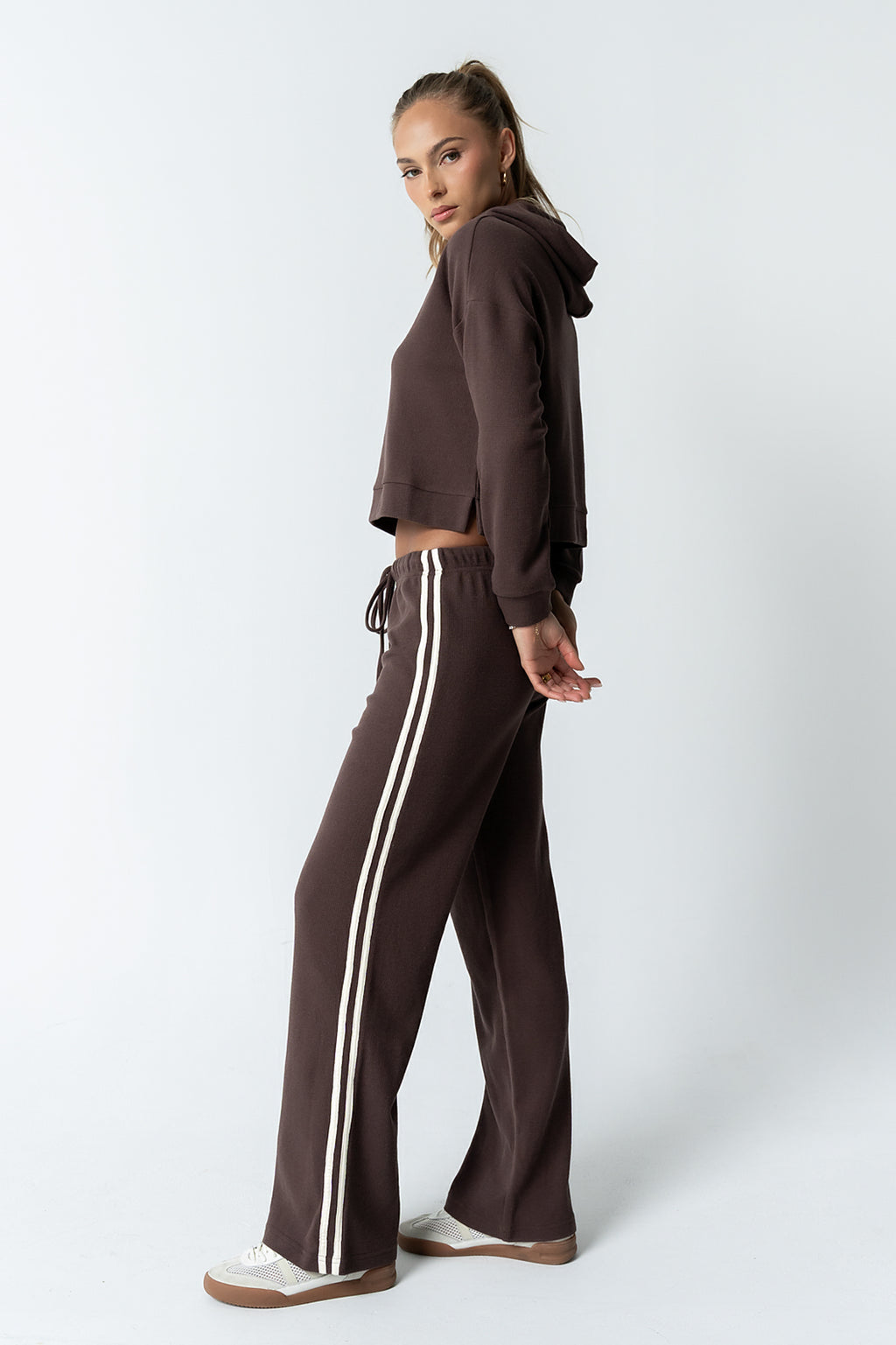 Kourtney Waffle Knit Pants in Brown - FINAL SALE