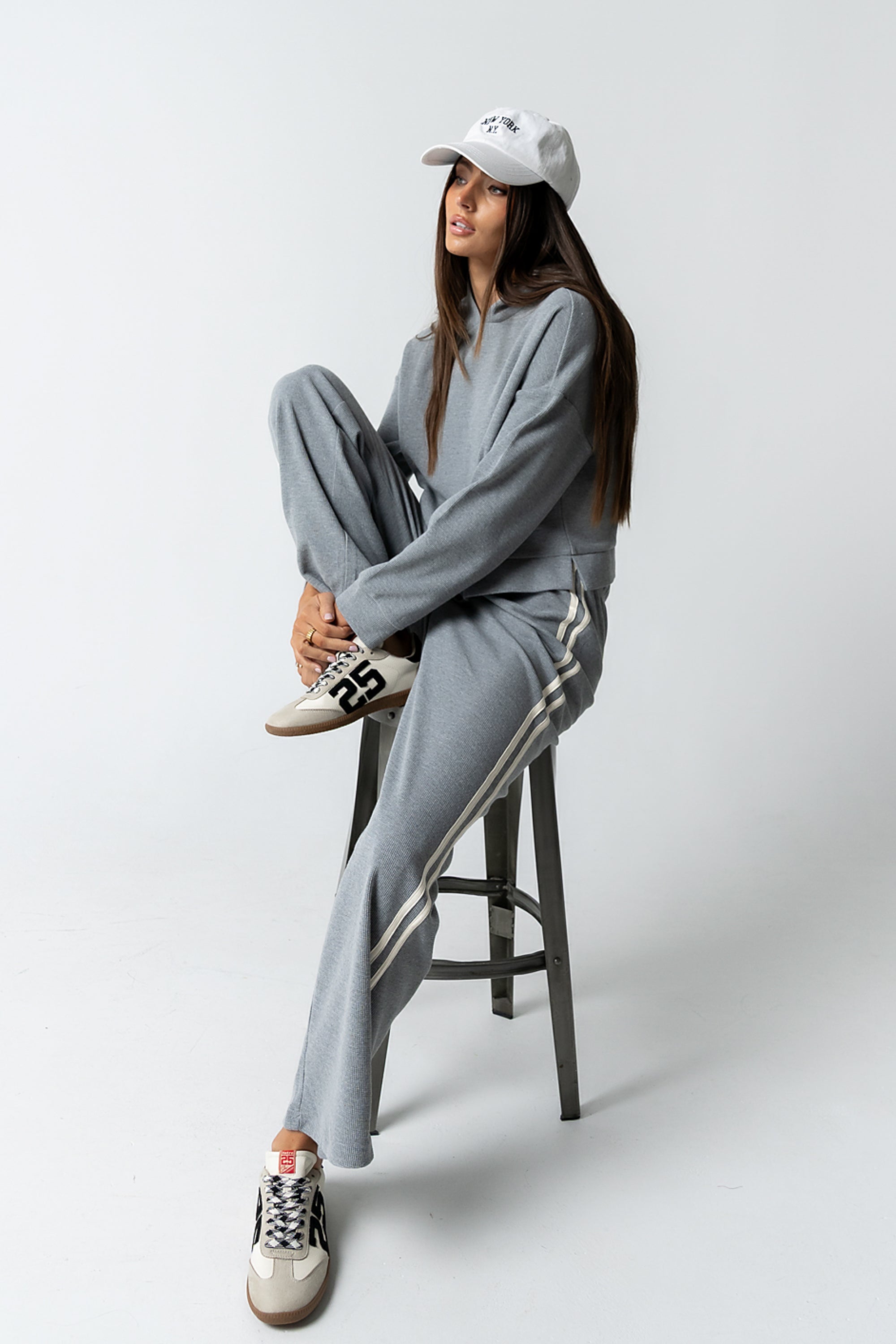 Kourtney Waffle Knit Pants in Grey - FINAL SALE