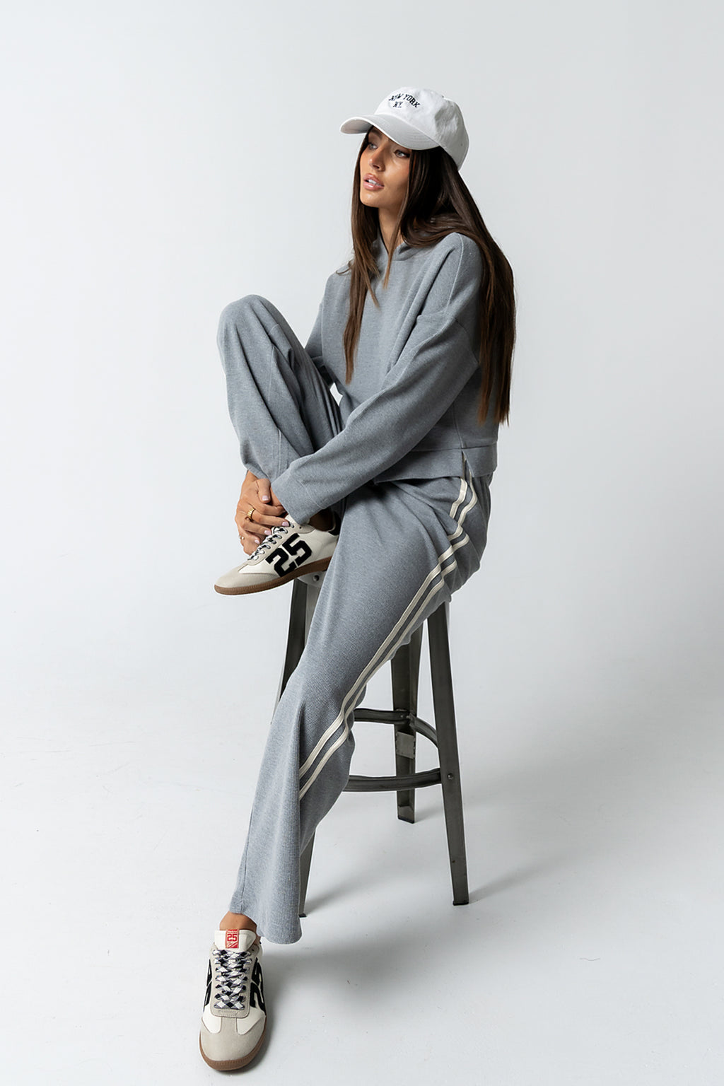 Kourtney Waffle Knit Pants in Grey - FINAL SALE