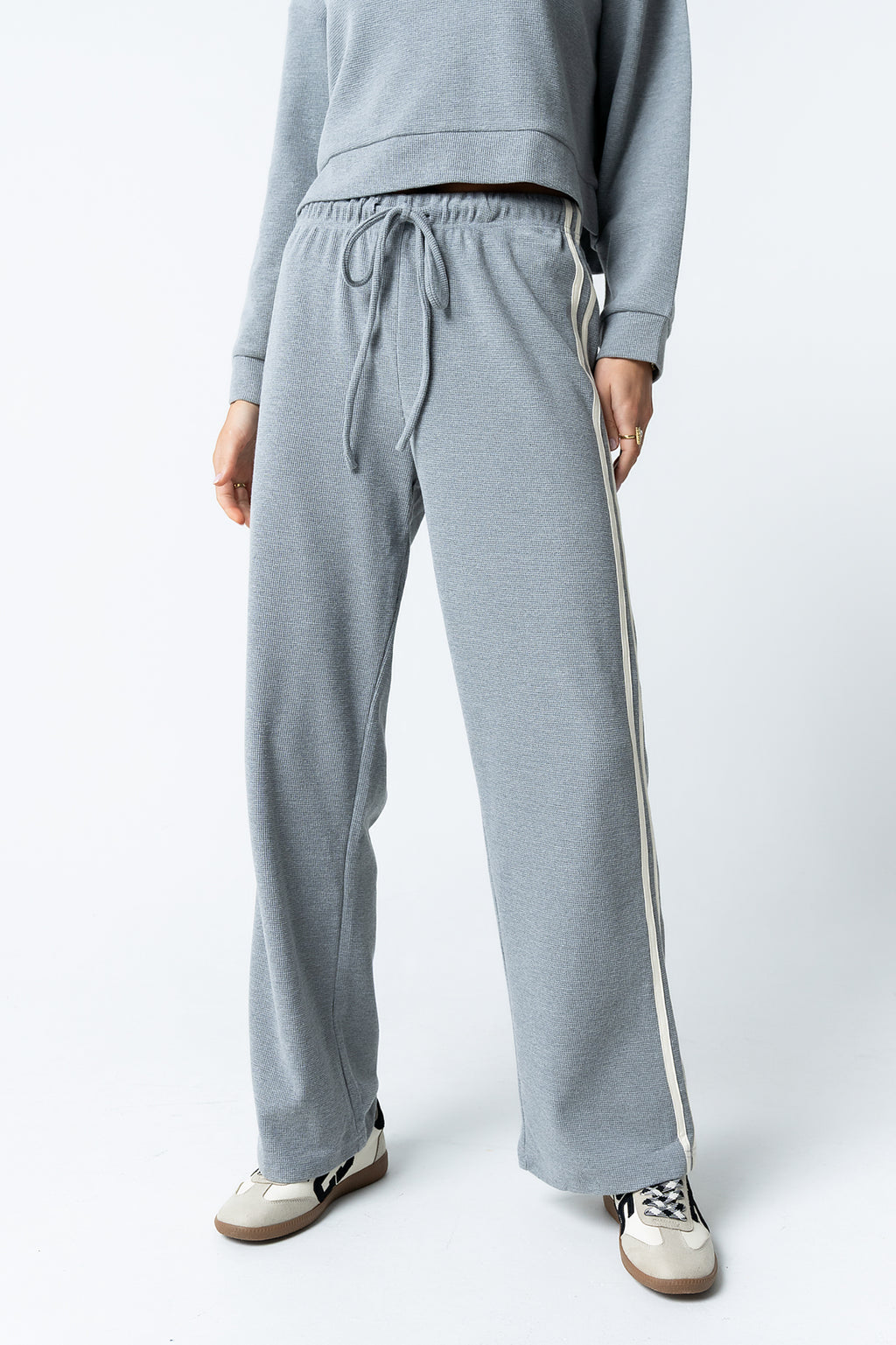 Kourtney Waffle Knit Pants in Grey - FINAL SALE