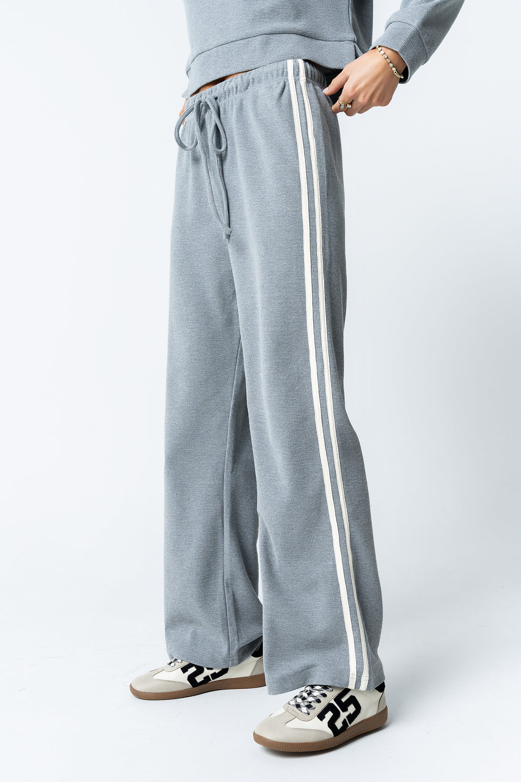 Kourtney Waffle Knit Pants in Grey - FINAL SALE