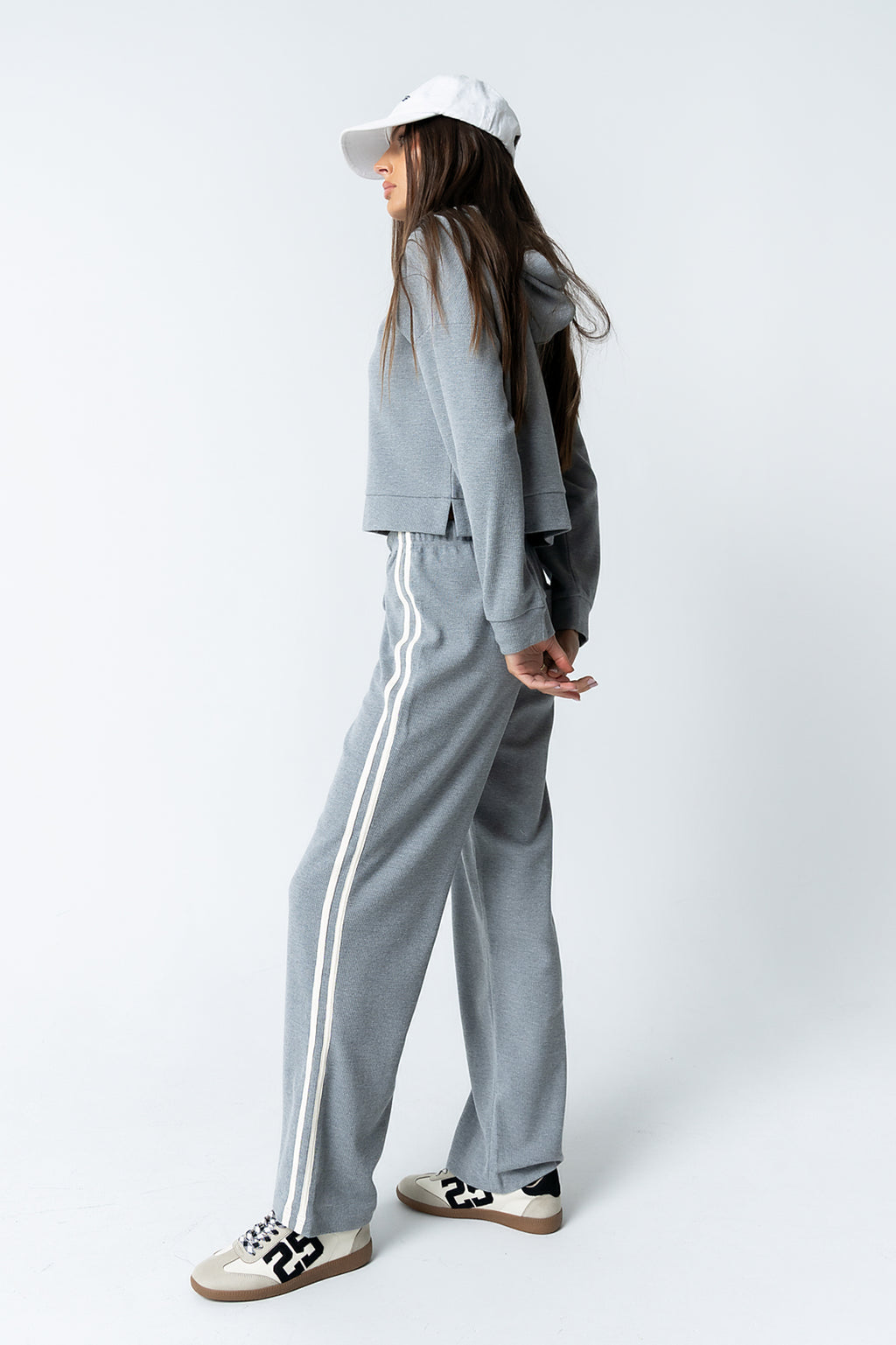 Kourtney Waffle Knit Pants in Grey - FINAL SALE