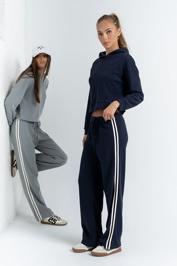 Kourtney Waffle Knit Hoodie in Grey - FINAL SALE