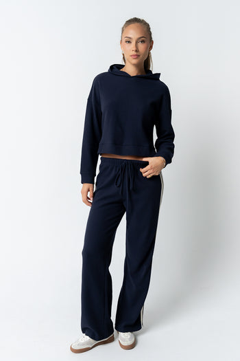 Kourtney Waffle Knit Hoodie in Navy - FINAL SALE