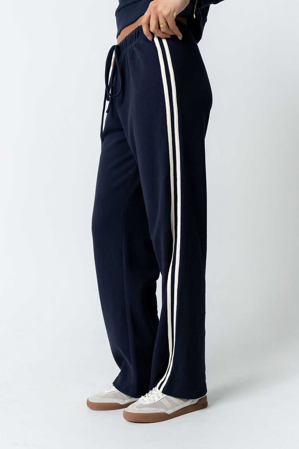 Kourtney Waffle Knit Pants in Navy - FINAL SALE