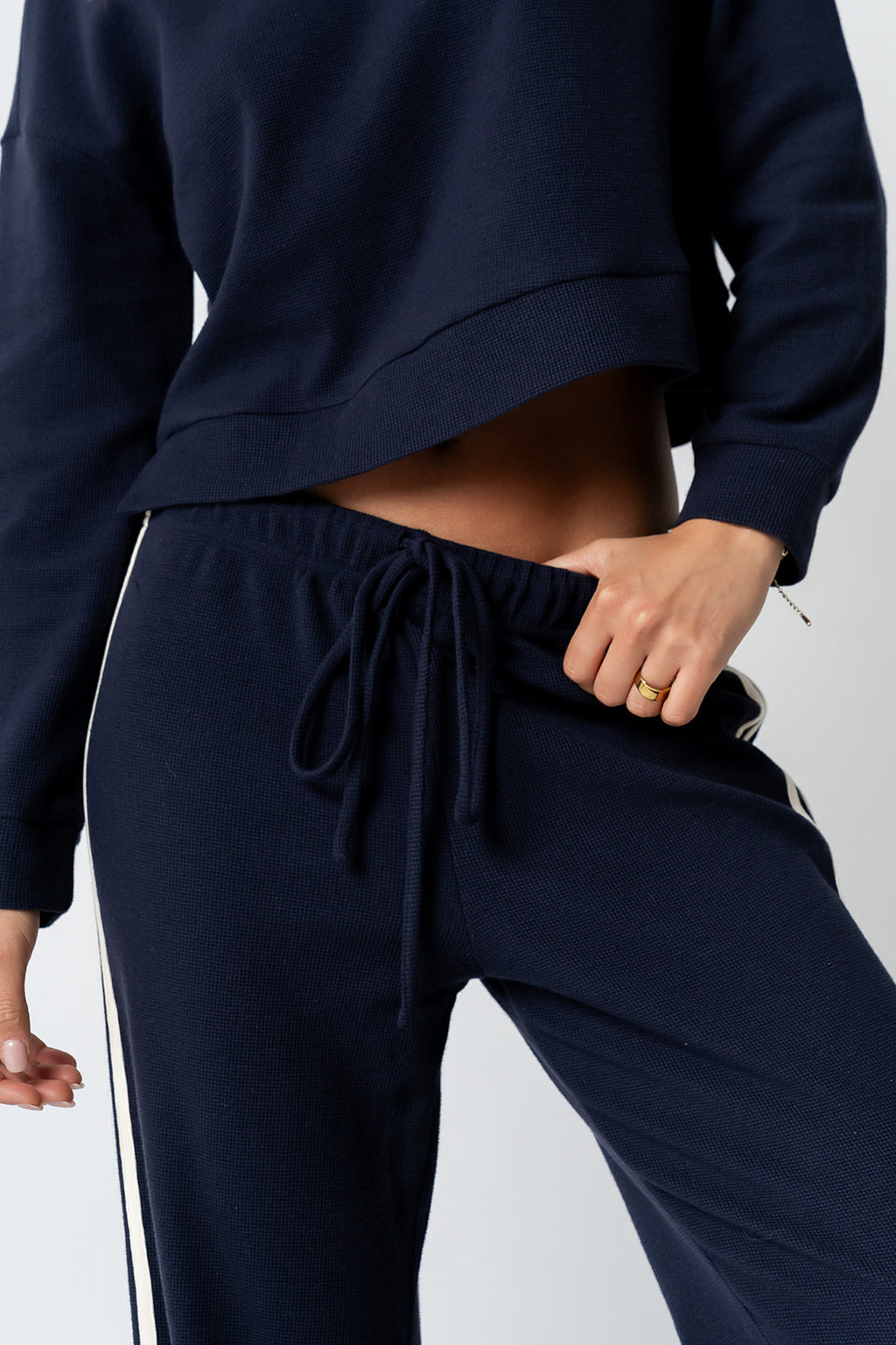 Kourtney Waffle Knit Pants in Navy - FINAL SALE