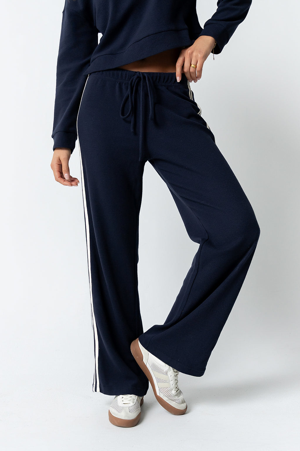 Kourtney Waffle Knit Pants in Navy - FINAL SALE
