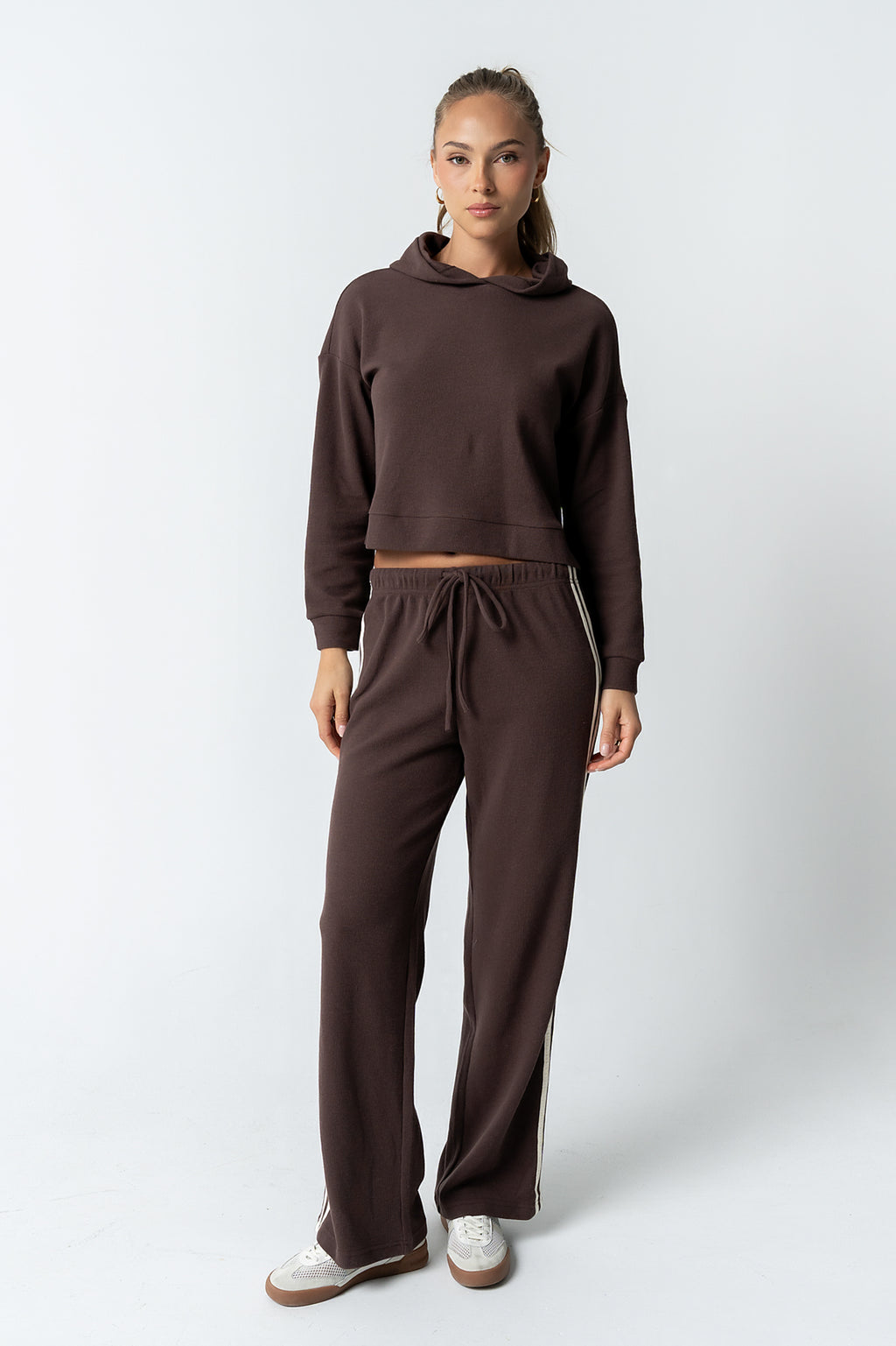 Kourtney Waffle Knit Pants in Brown - FINAL SALE