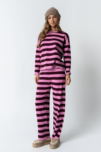 Joey Striped Sweater in Berry