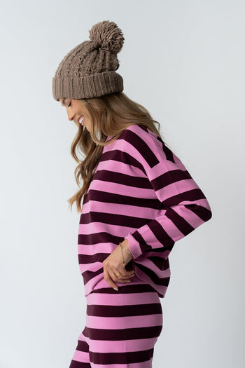 Joey Striped Sweater in Berry