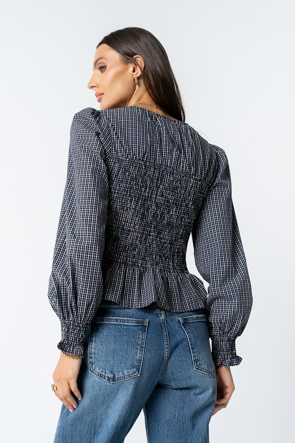 Kesley Smocked Blouse in Navy - FINAL SALE