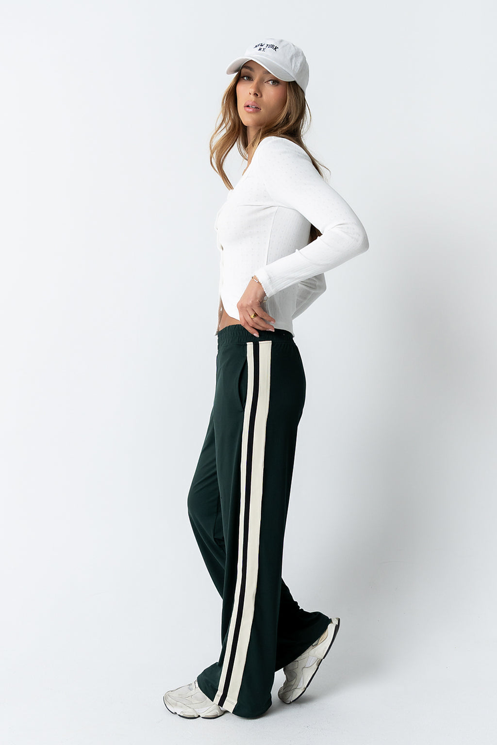 Avery Striped Pants in Green - FINAL SALE