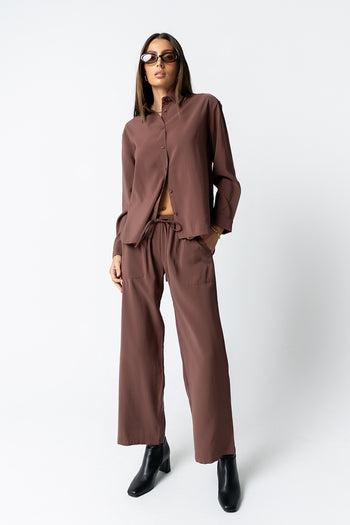 Tacie Wide Leg Pants in Brown - FINAL SALE