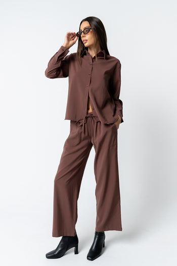Tacie Button Up in Brown - FINAL SALE