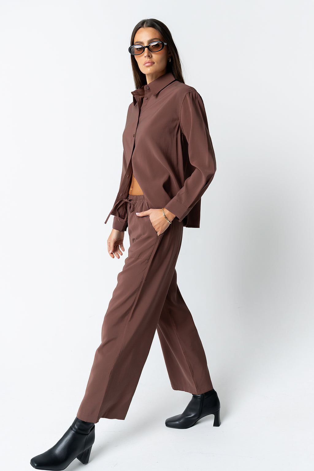 Tacie Wide Leg Pants in Brown - FINAL SALE