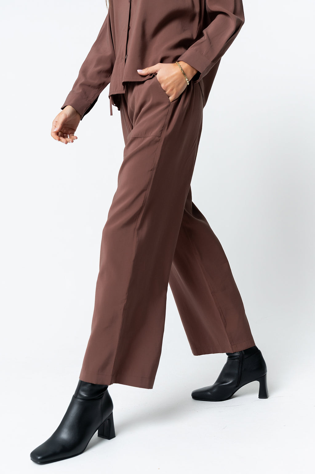 Tacie Wide Leg Pants in Brown - FINAL SALE