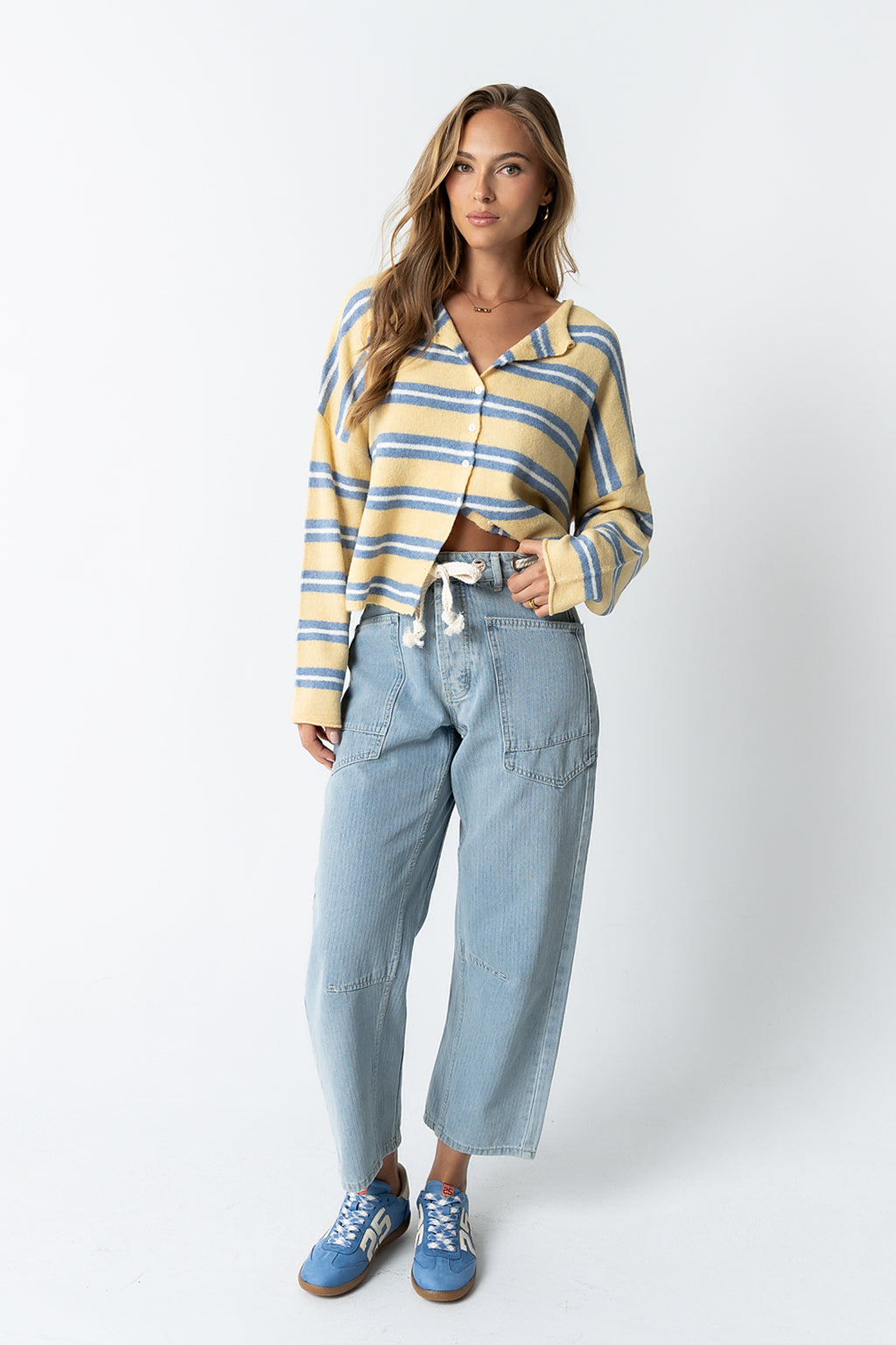 Mariah Striped Cardigan in Yellow