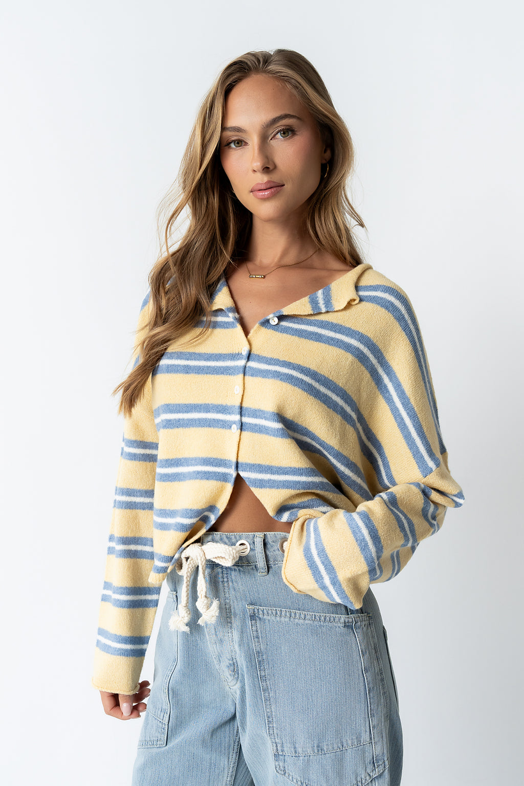 Mariah Striped Cardigan in Yellow