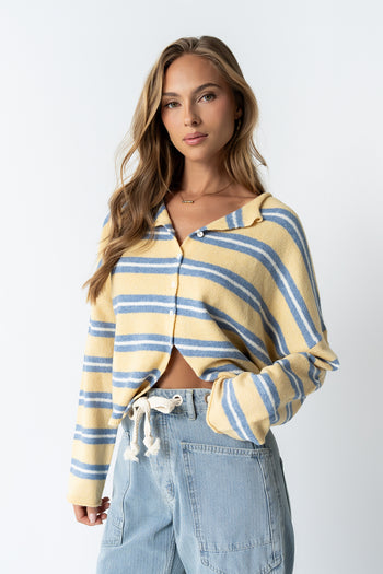 Mariah Striped Cardigan in Yellow