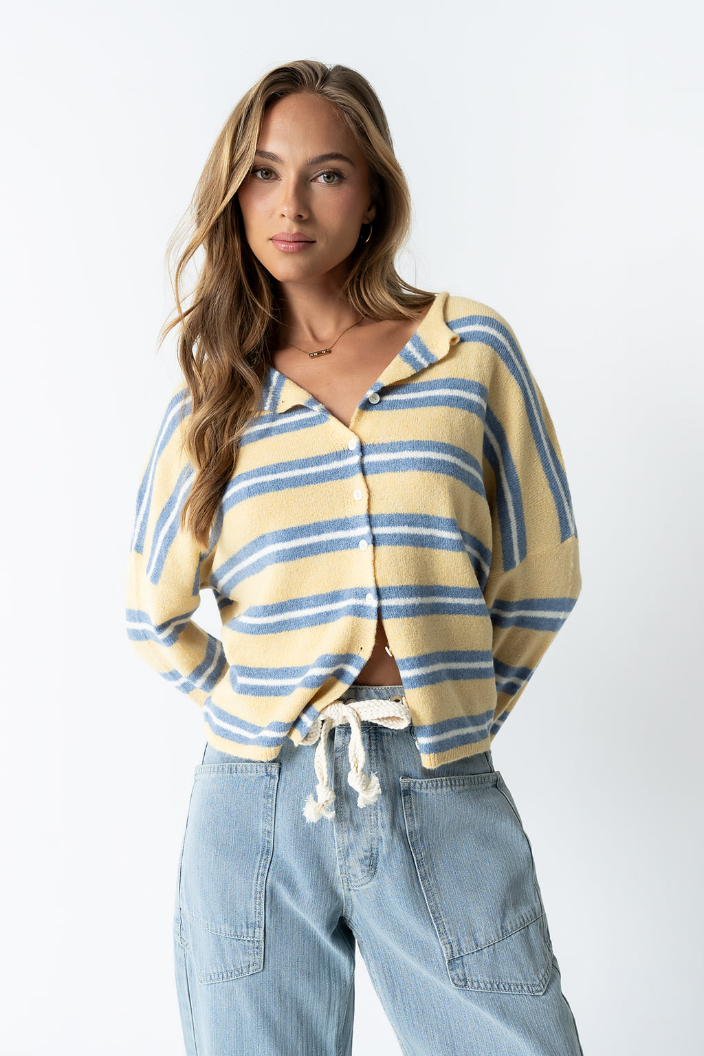 Mariah Striped Cardigan in Yellow