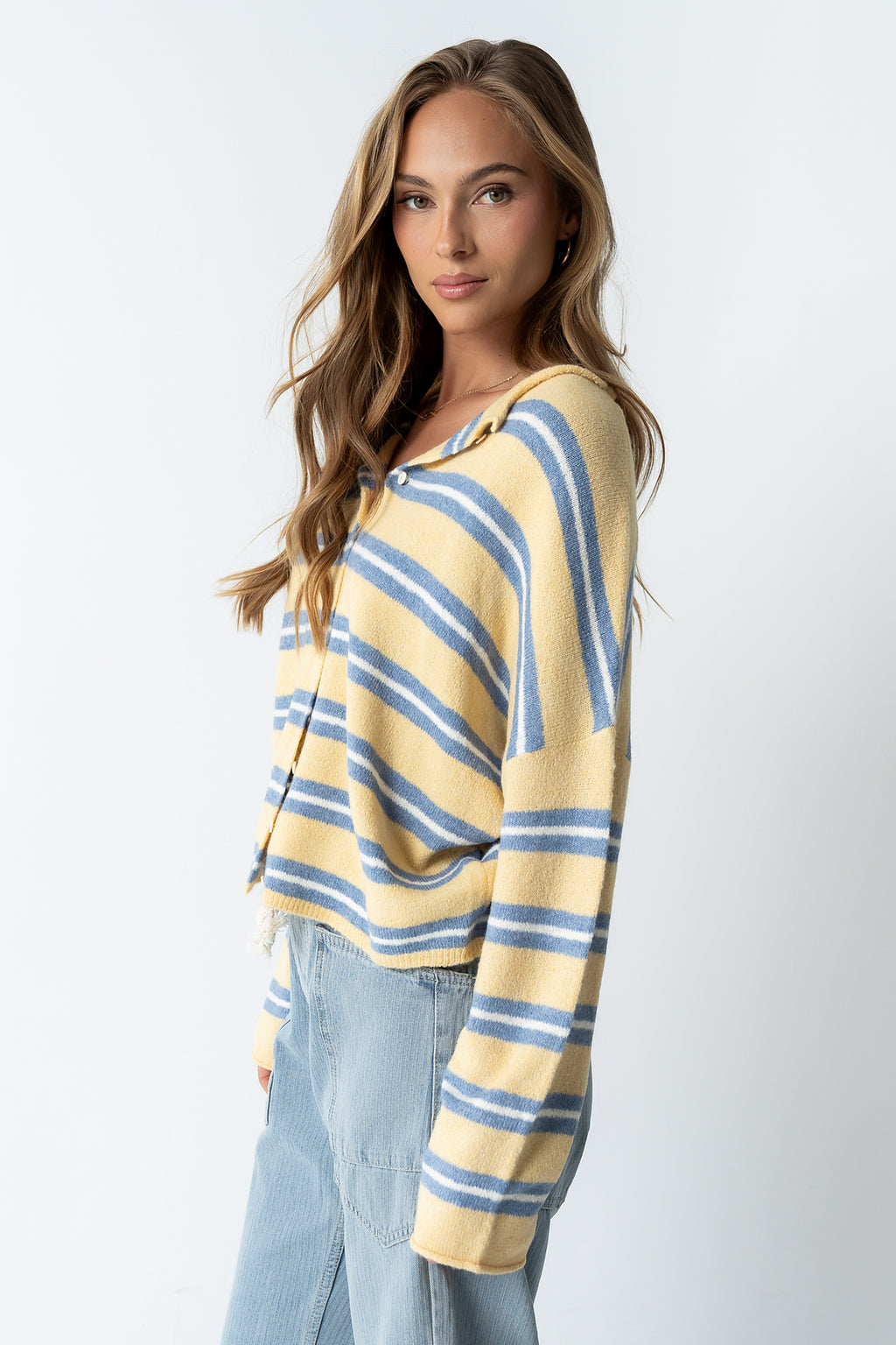 Mariah Striped Cardigan in Yellow