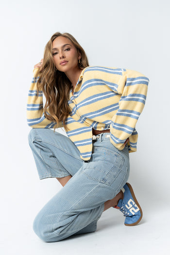 Mariah Striped Cardigan in Yellow