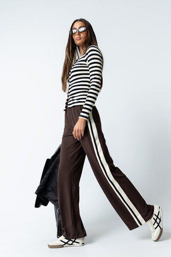Avery Striped Pants in Brown - FINAL SALE