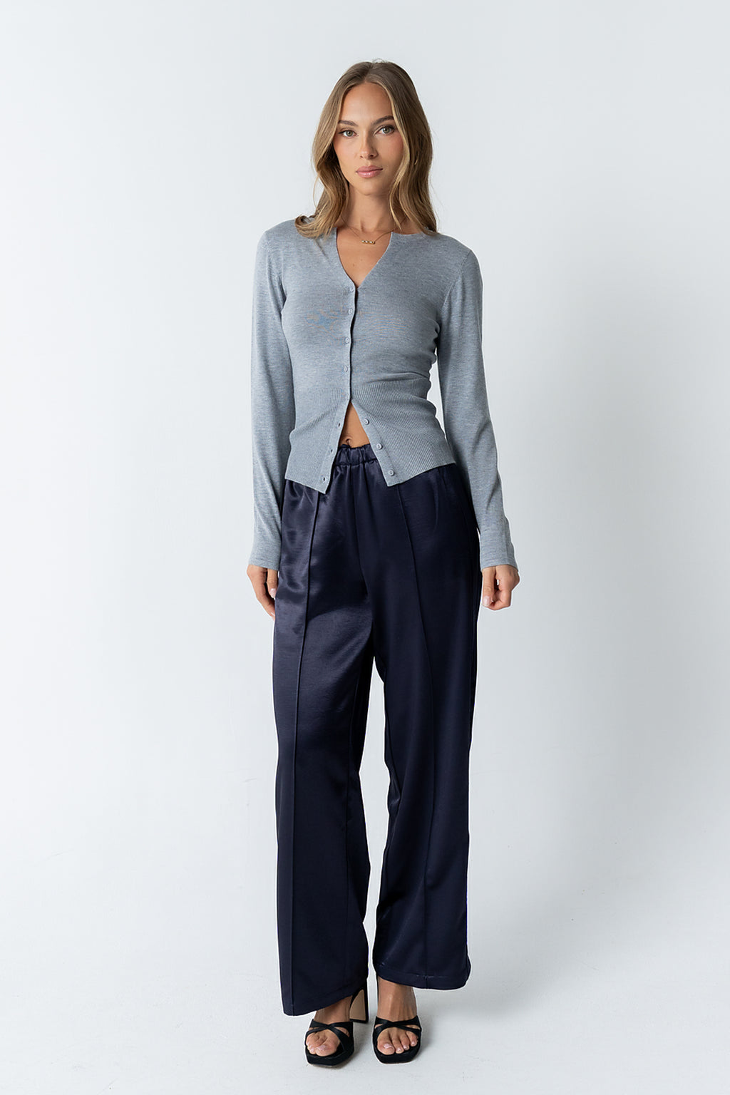 Flora Knit Top in Heather Grey