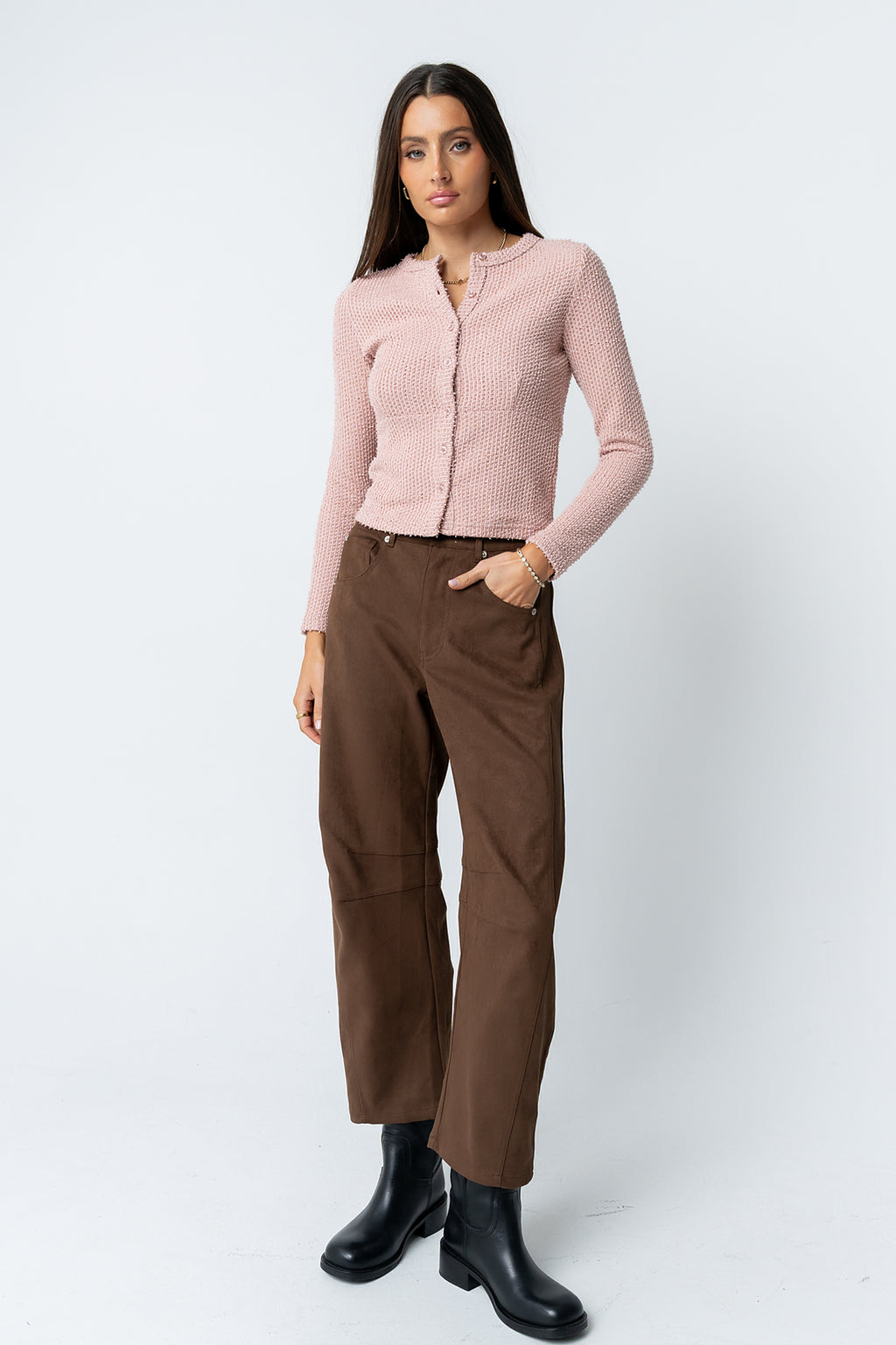 Mindy Button Front Sweater in Pink - FINAL SALE