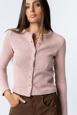 Mindy Button Front Sweater in Pink - FINAL SALE