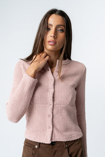 Mindy Button Front Sweater in Pink - FINAL SALE