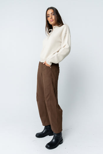 Meli Button Front Knit Sweater in Natural