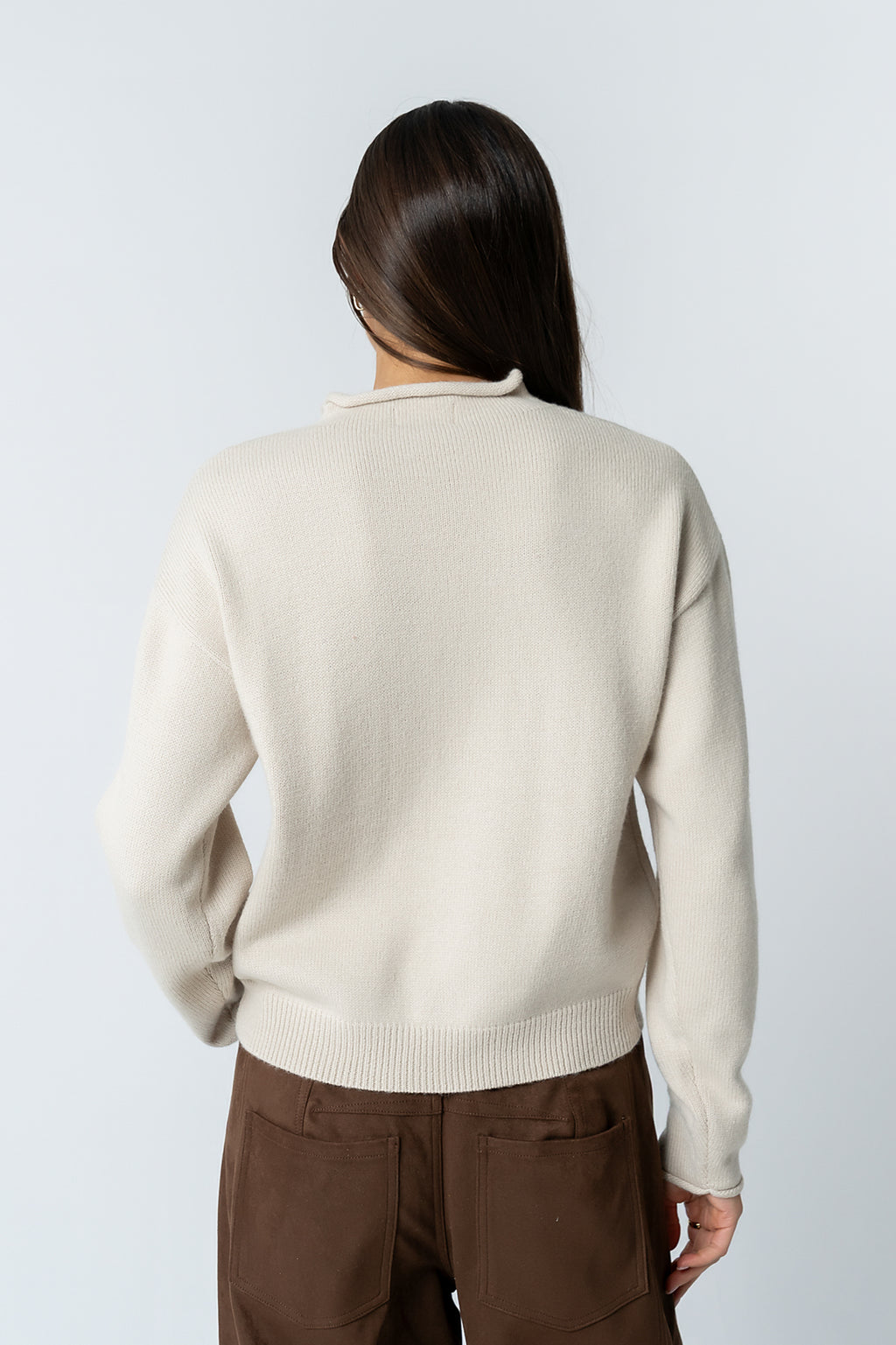 Meli Button Front Knit Sweater in Natural