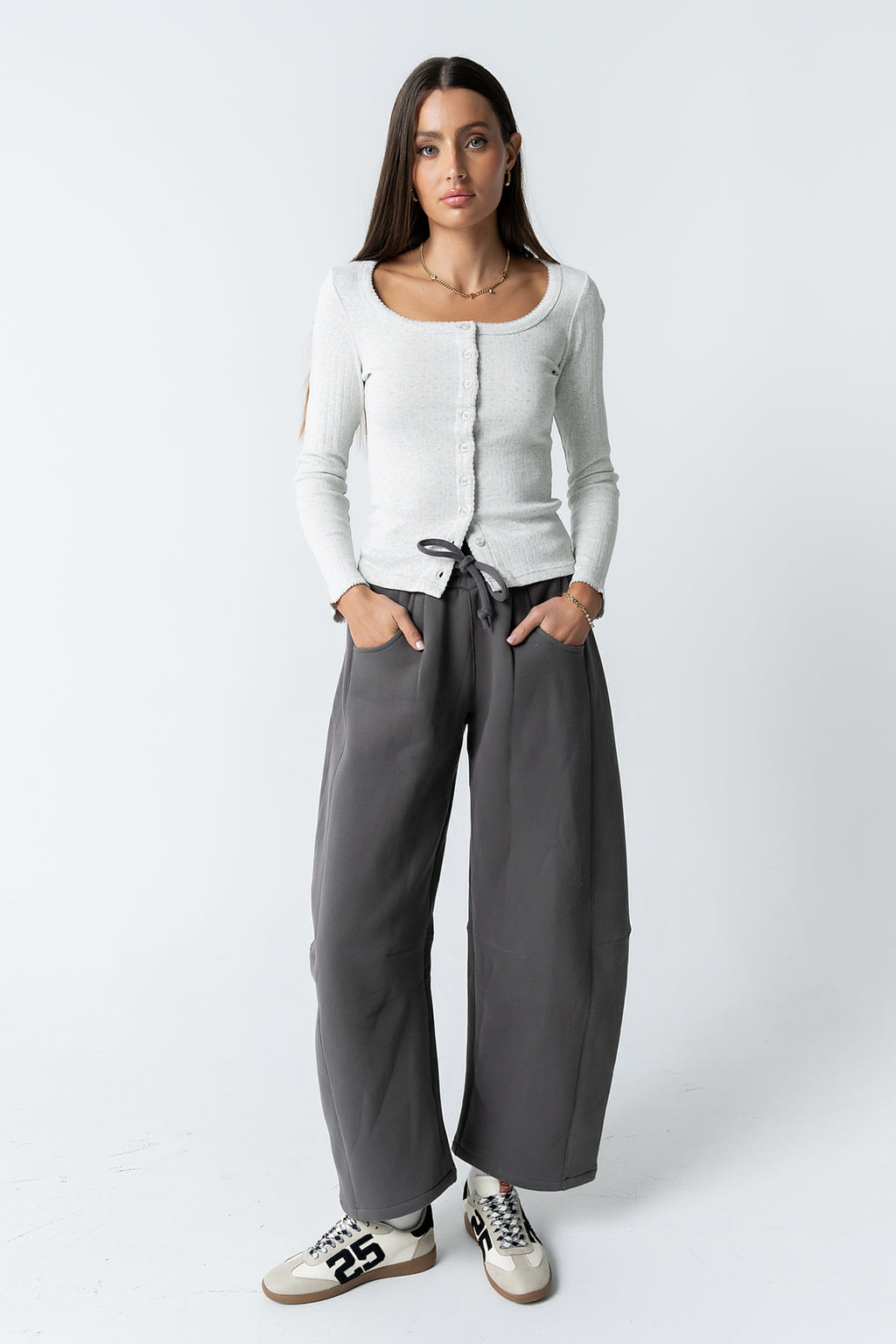 Pura Knit Top in Heather Grey