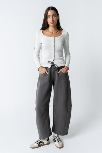 Pura Knit Top in Heather Grey