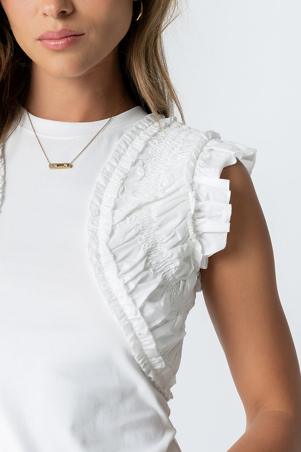 Storie Mixed Media Top in Ivory - FINAL SALE