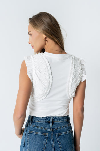 Storie Mixed Media Top in Ivory - FINAL SALE
