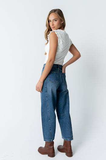 Storie Mixed Media Top in Ivory - FINAL SALE