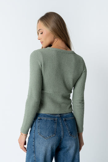 Mindy Button Front Sweater in Green - FINAL SALE
