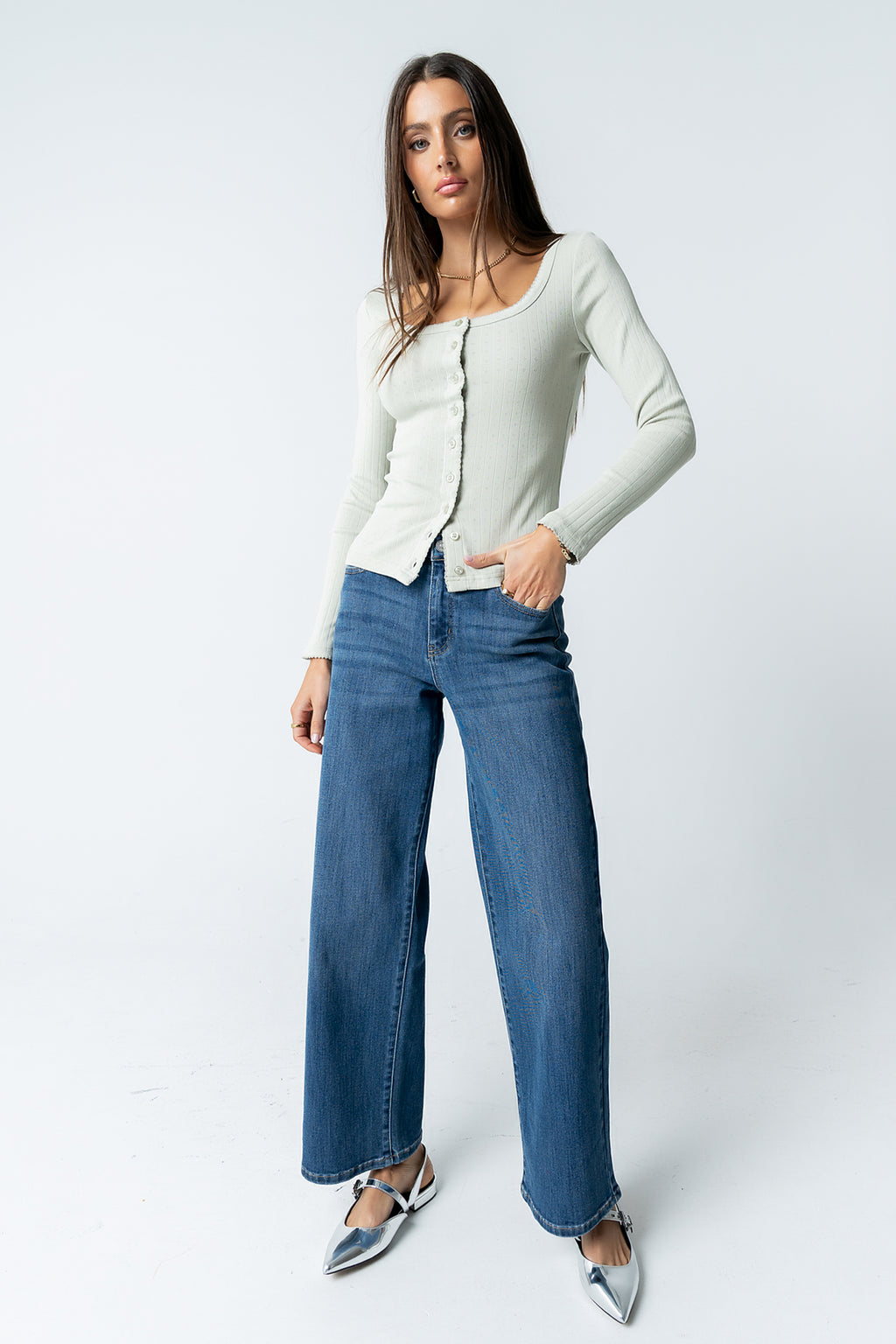 Pura Knit Top in Green