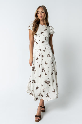 Jenna Floral Maxi Dress in Off White