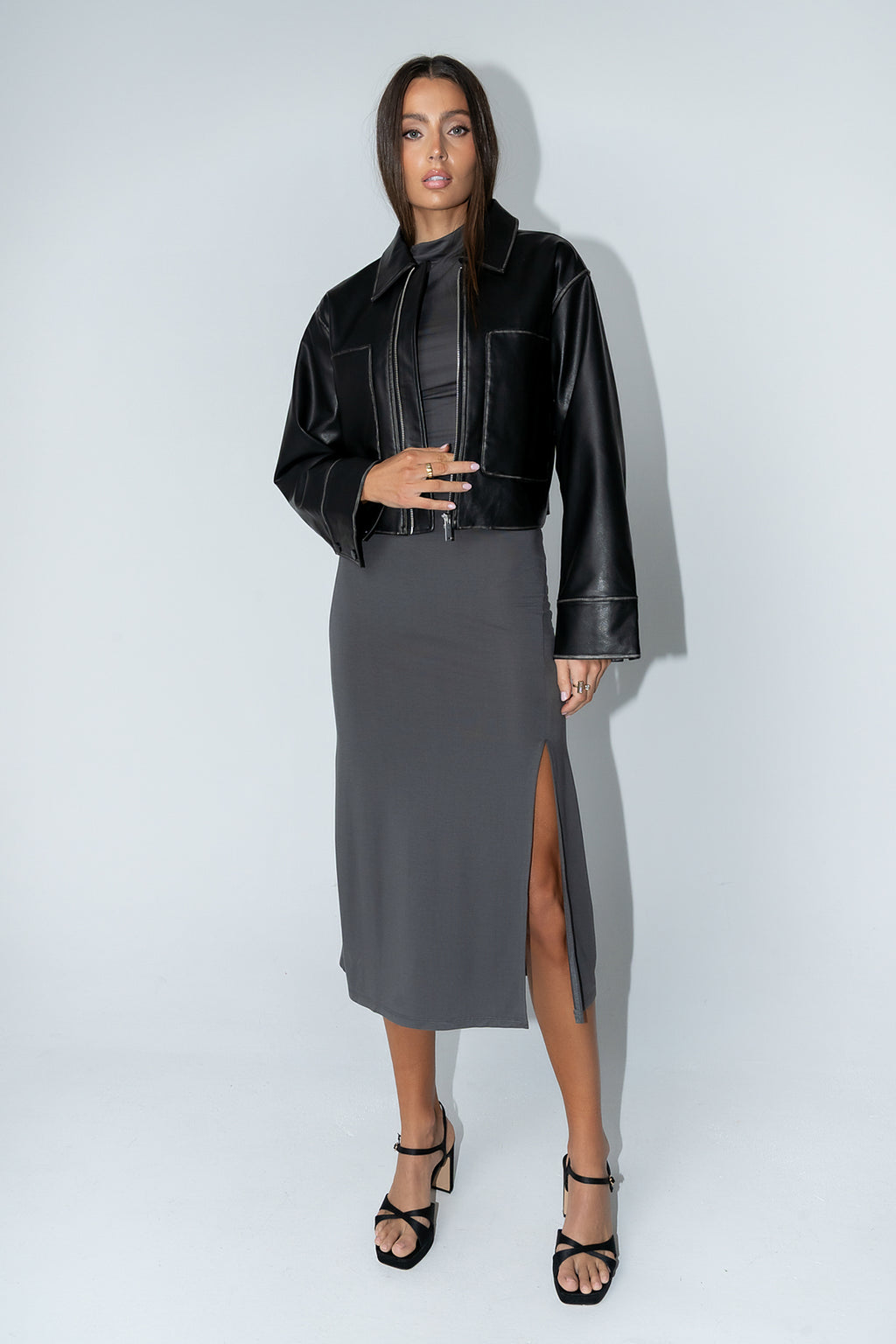Jaymie Vegan Leather Jacket in Black - FINAL SALE