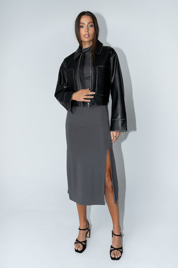 Jaymie Vegan Leather Jacket in Black - FINAL SALE