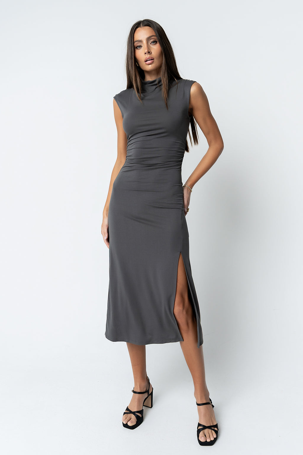 Brandi Maxi Dress in Charcoal