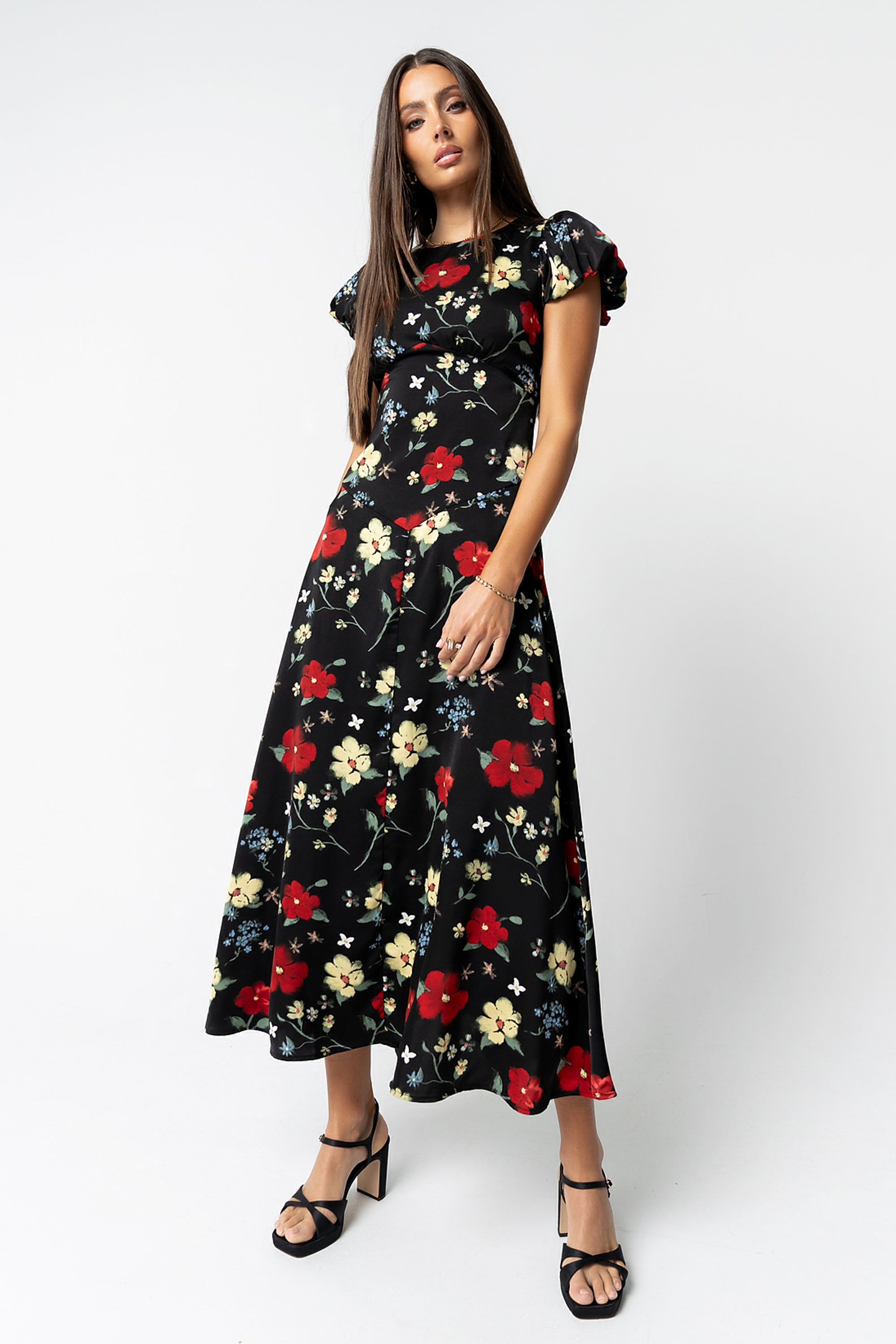 Jenna Floral Maxi Dress in Black - FINAL SALE