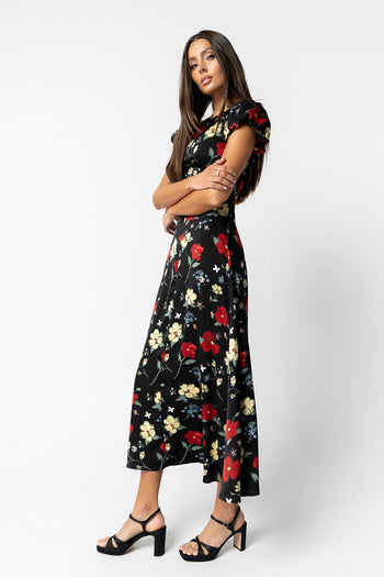 Jenna Floral Maxi Dress in Black