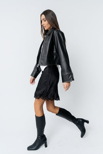 Jaymie Vegan Leather Jacket in Black - FINAL SALE