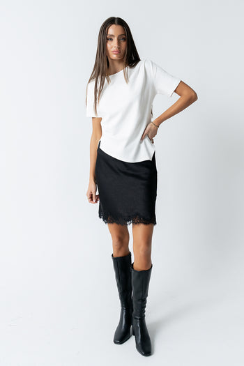 Harper Lace Trim Mini Skirt in Black